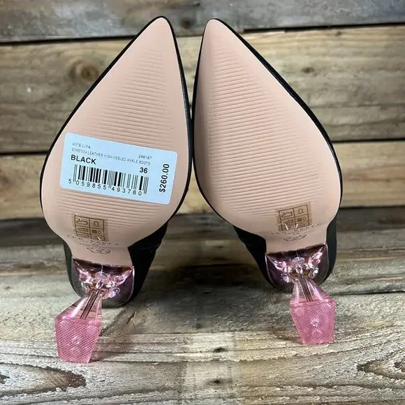 Ted Baker Liya Bootie - Black Leather & Pink Heel - 6 - New without box - Picture 7 of 8